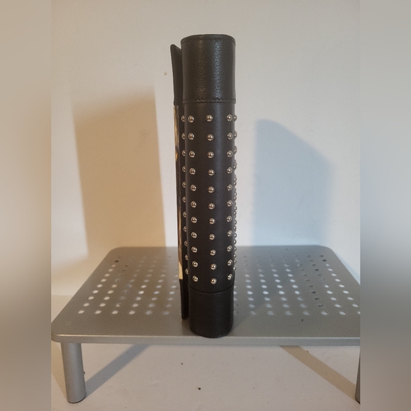 NWOT DANIER BLACK LEATHER WITH GOLD STUDS CLUTCH - Picture 4 of 5